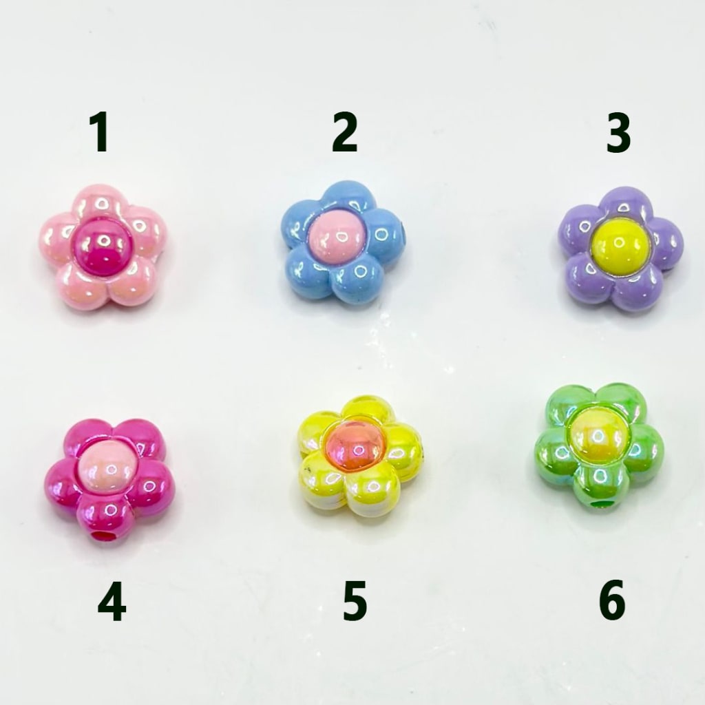 Shiny Colorful Bling Bling Mini Cute Flowers Acrylic Beads, 16MM, Please Read the Description