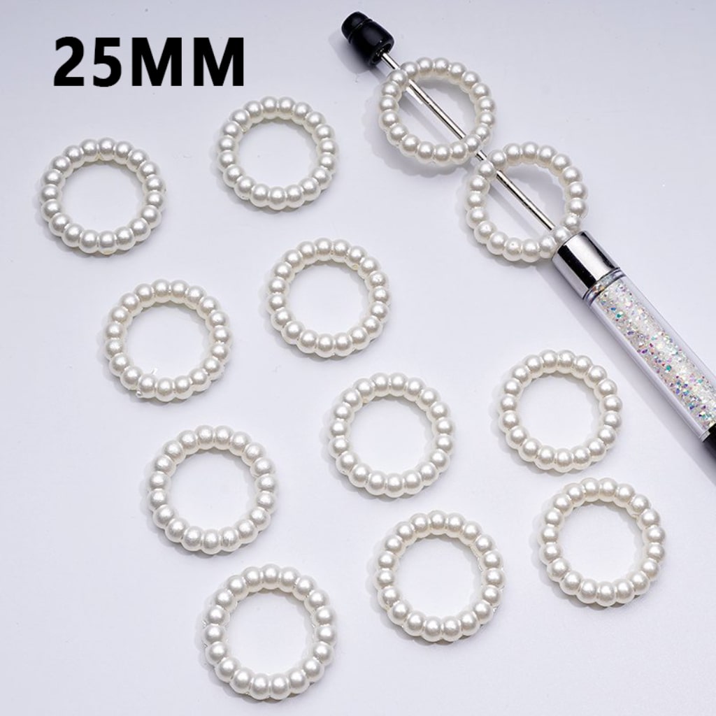 Adorable White Pearl Acrylic Beads – 25MM Round Loop Design