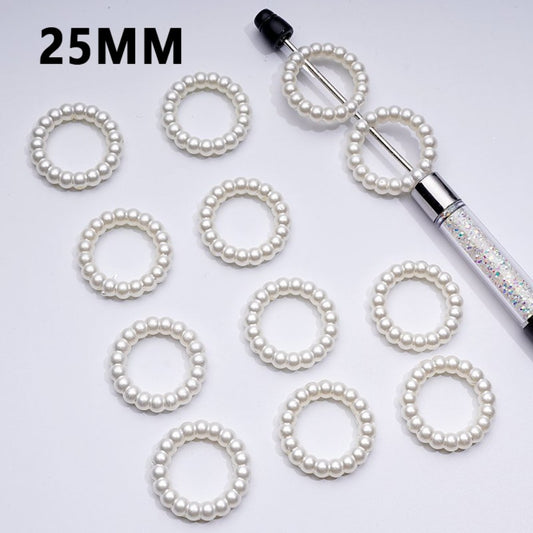Adorable White Pearl Acrylic Beads – 25MM Round Loop Design