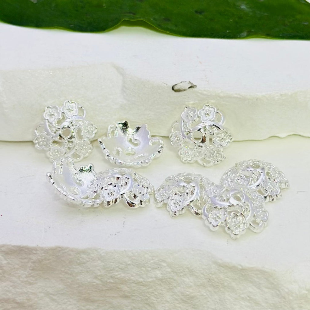 Gold & Silver Exquisite Metal Flower Bead Cage Caps, Spacers, 12MM