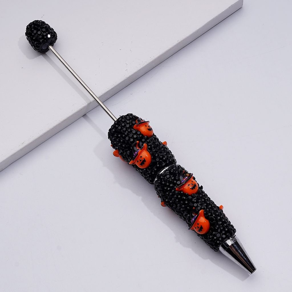 Ghost Pumpkin Clown Halloween Series Black Rhinestones Beadable Clay Pens