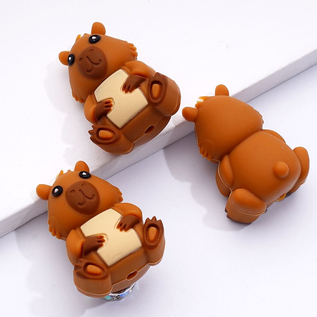 Adorable 3D Capybara Silicone Beads – Cute Animal Focal Design for Crafts
