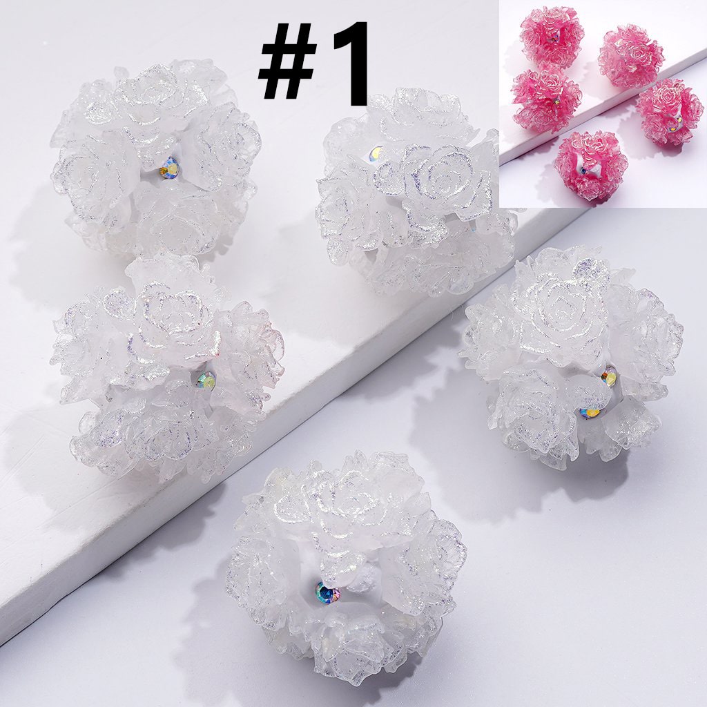 Color Changing Glitter Flower Clay Beads with AB Rhinestones, Round Shape, Approx. 24MM