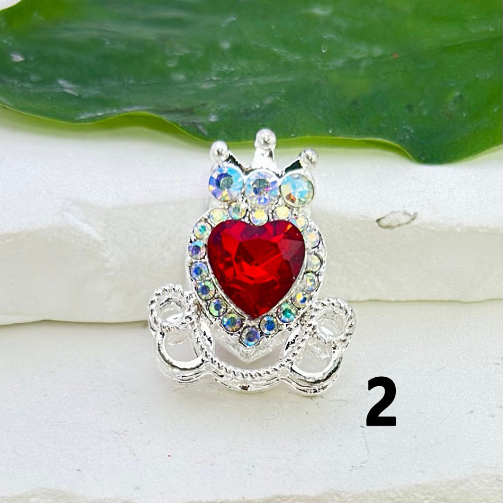 Bling Bling Silver Alloy Heart Crown with Mini Bling Bling AB Rhinestones Colorful Heart Rhinestones Beads, Around 26*22MM