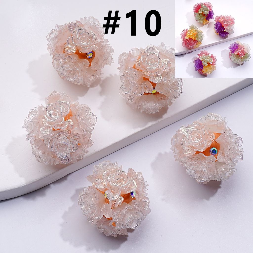 Color Changing Glitter Flower Clay Beads with AB Rhinestones, Round Shape, Approx. 24MM