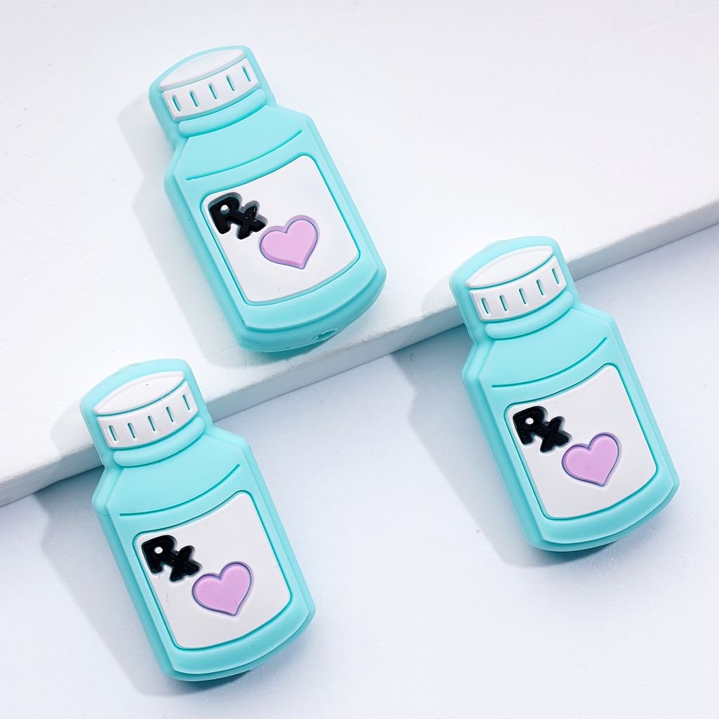 Mini Cute RX Medicine Bottle Health Care Hospital Nurse Doctor Silicone Focal Beads