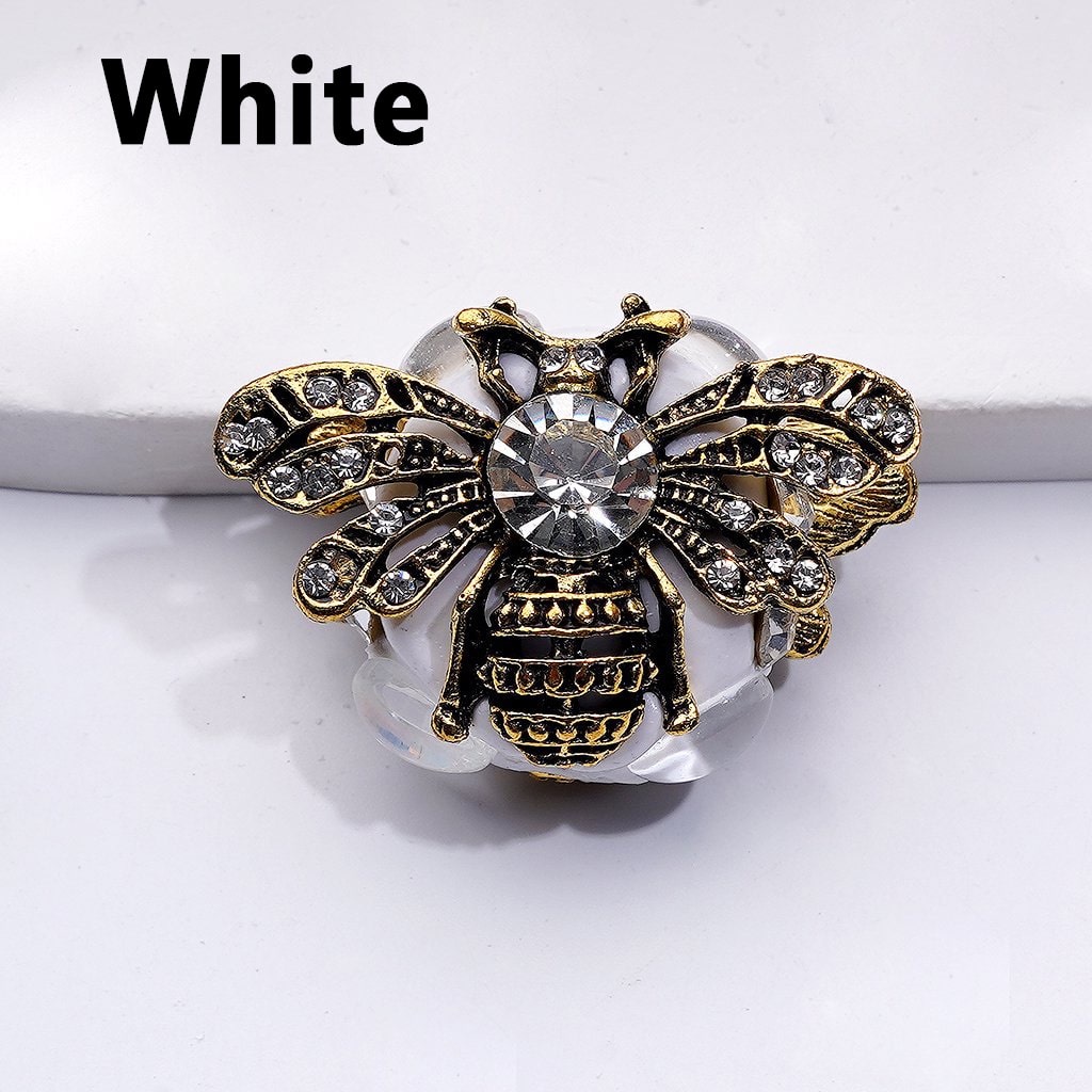 Elegant Copper Alloy Bee with Sparkling Rhinestones & Clear Oval Pearl Clay Beads – Approx 26*34MM