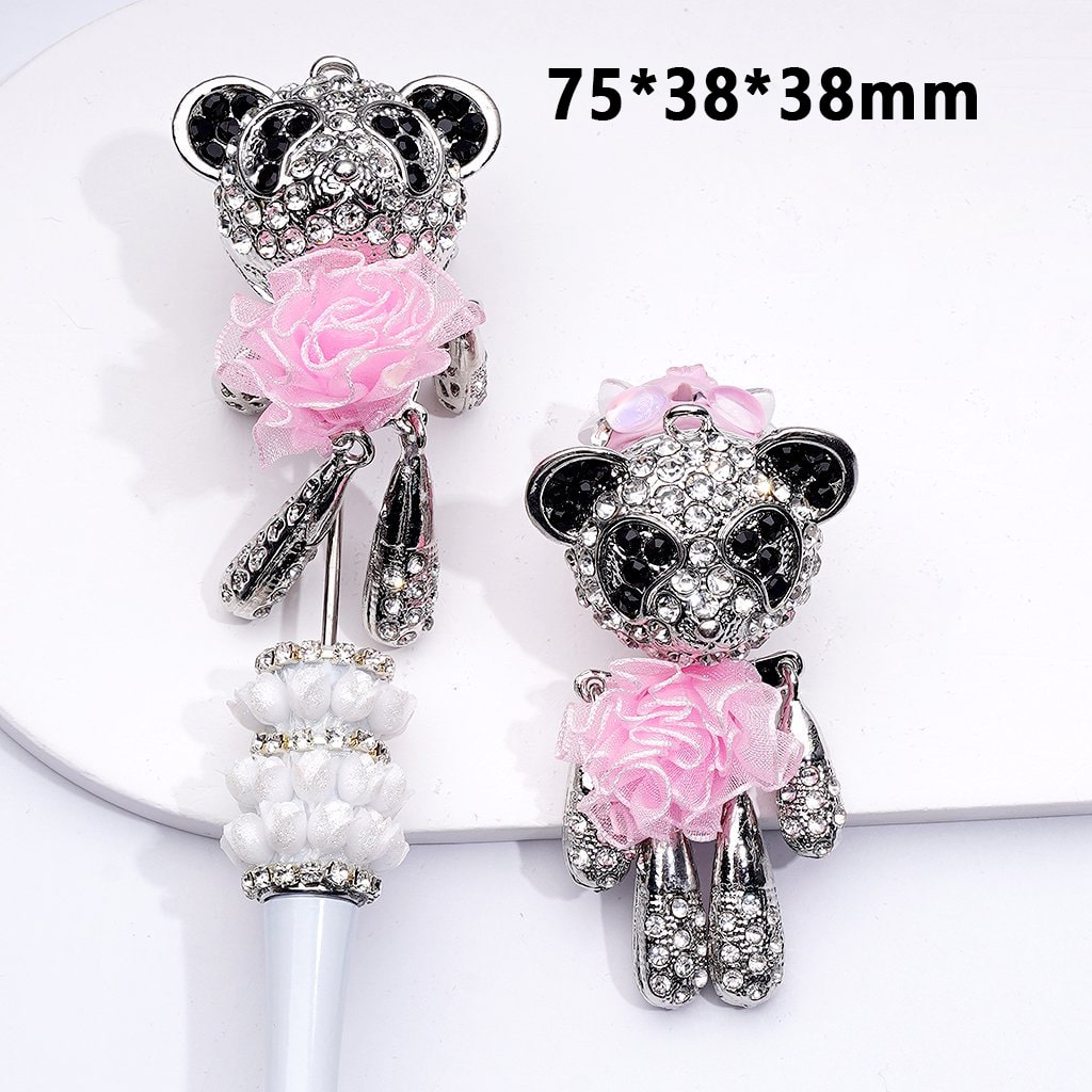 Fancy Silver Bear with Dazzling Rhinestones – Butterflies, Snowflakes & Clay Beads