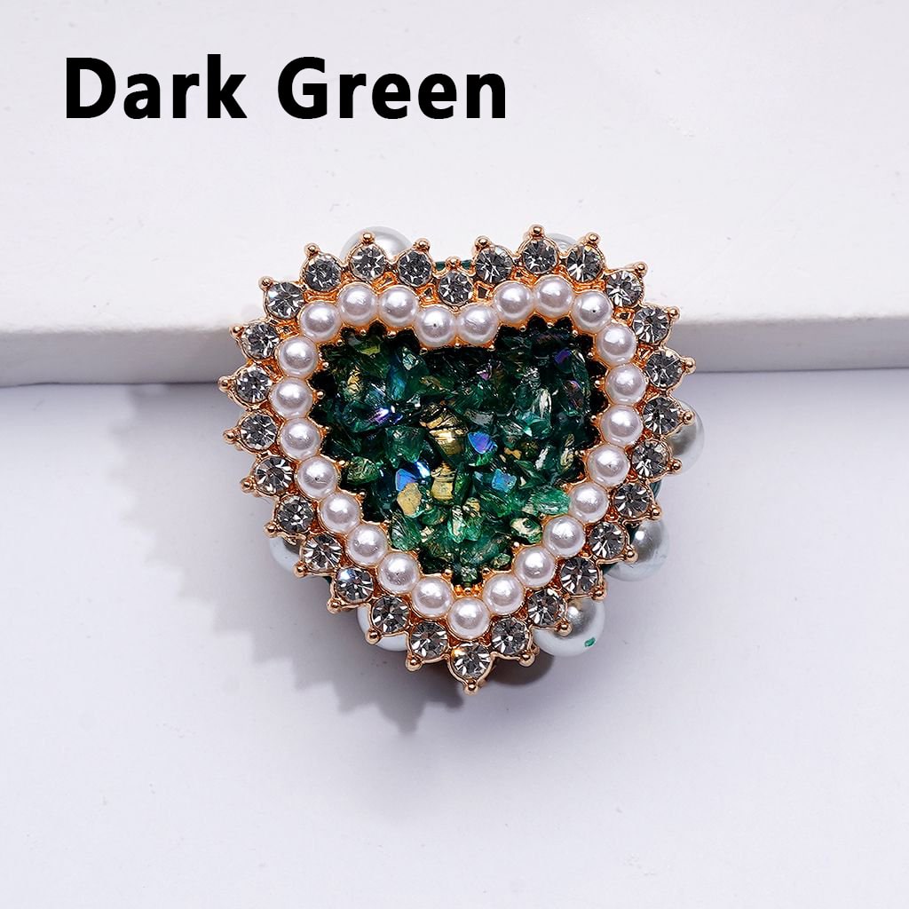 Shiny Rhinestones White Pearls Bling Bling Fancy Gold Alloy Heart with Mini Stones Rocks Clay Beads, Around 28*28*13MM