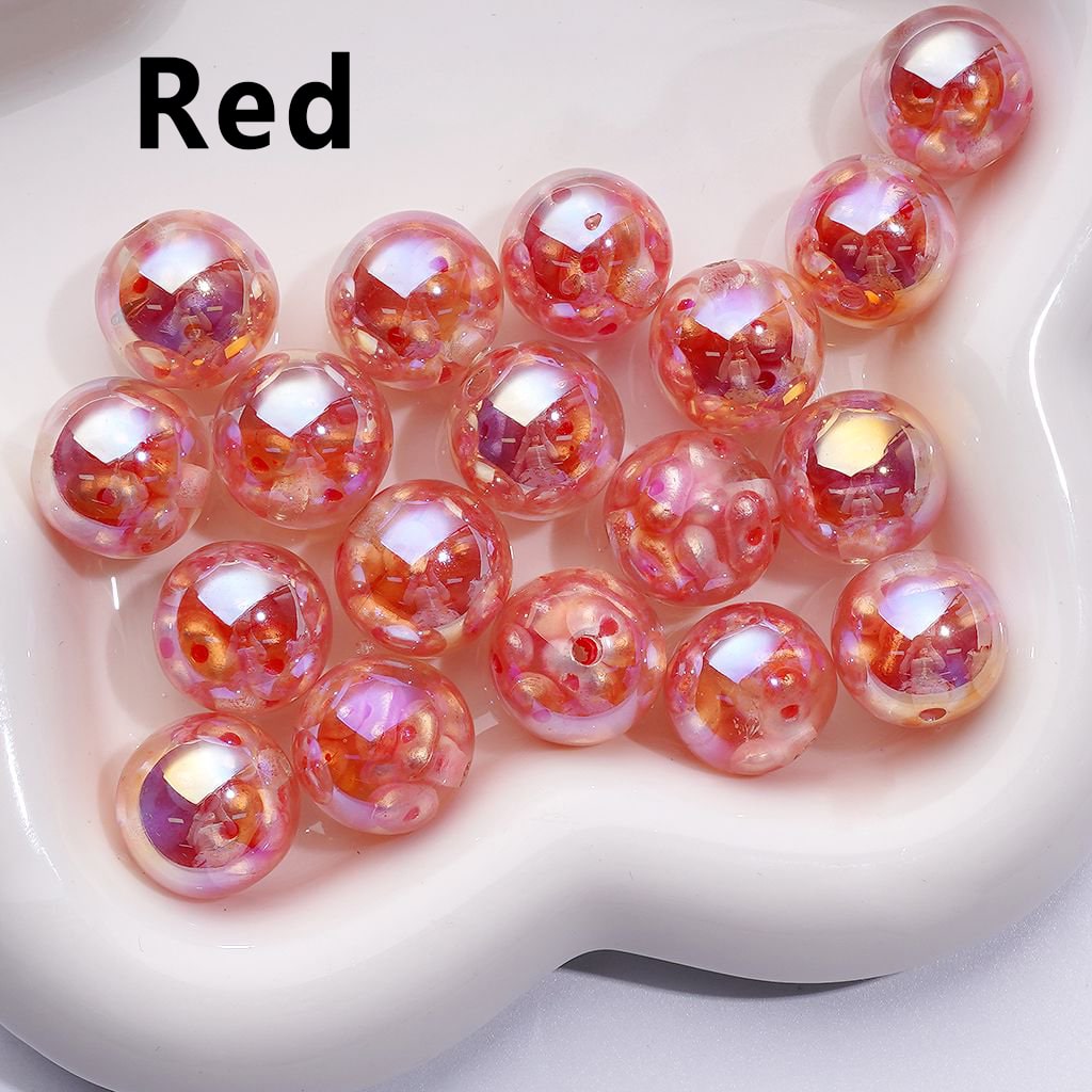 16MM Clear Glossy Resin Beads with UV Coating, Colorful Peanut Beads Encased Inside