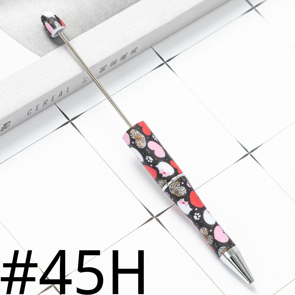 Yellow Pink Red Cut Cat Print Printed Beadable Pens Number 45H