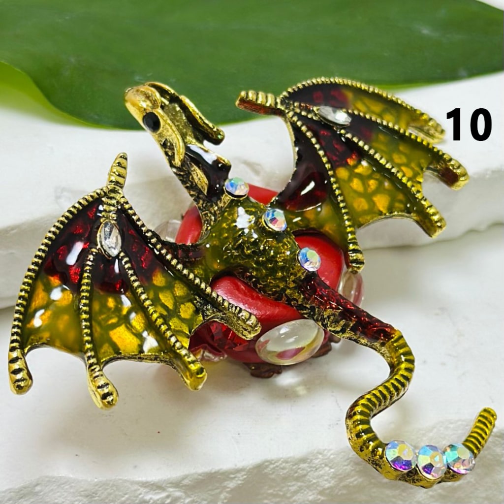 Alloy Pterosaur Dragon with Exquisite Fancy Colorful Mini AB Rhinestones White Pearls Hearts Butterflies Mini Flowers Clay Beads, Around 60*66MM