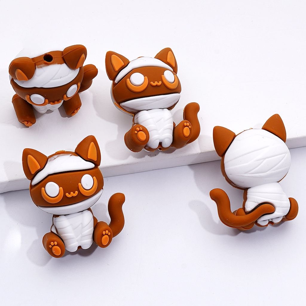 Adorable 3D Kitten Silicone Focal Beads – Cute & Playful Cat Design