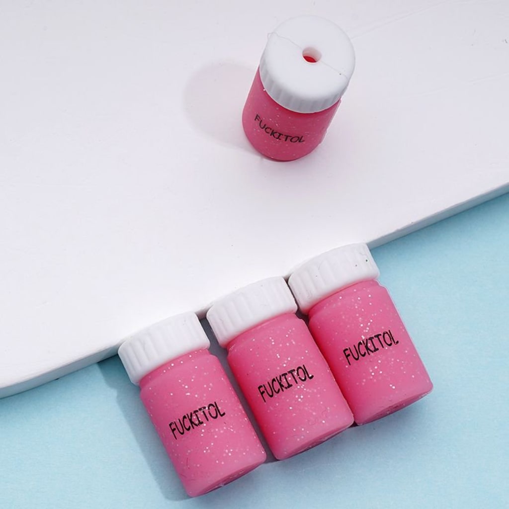 3D Colorful Fuckitol Mood Capsule Bottle Silicone Focal Beads