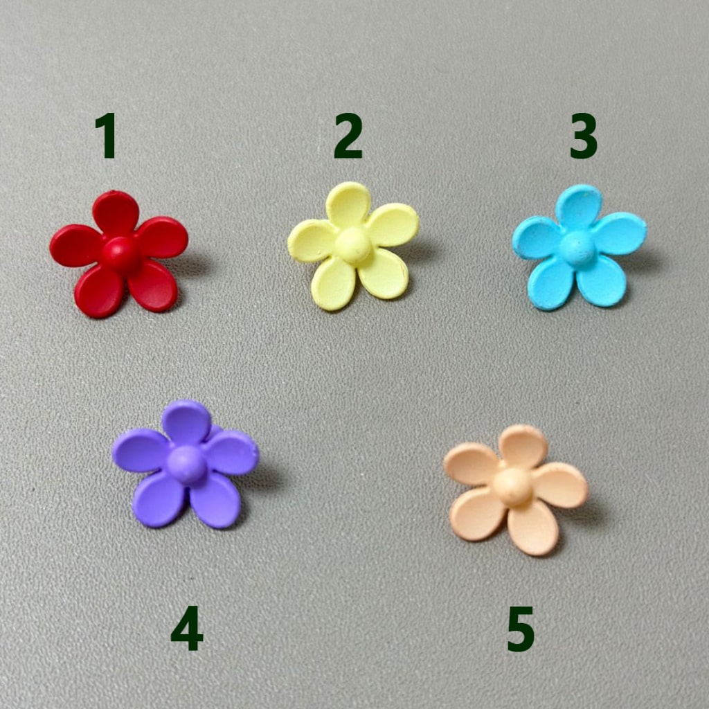 Colorful Mini Cute Flowers with a Small Loop Ring Acrylic Beads, 15MM, Please Read the Description