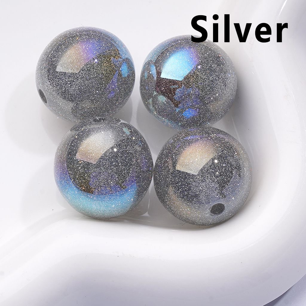 UV Coating Multi-Color Glitter Shiny Round Acrylic Beads 20MM