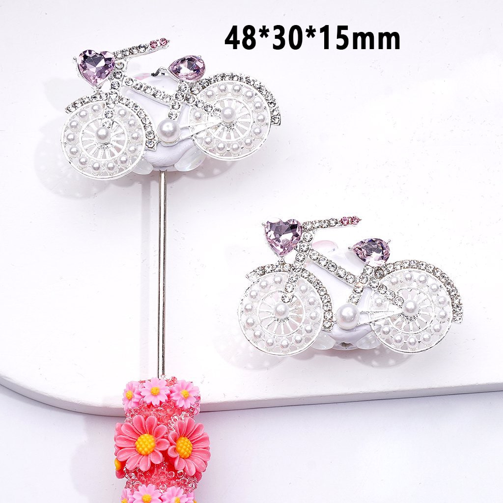 Elegant Silver Alloy Bicycle – Sparkling Rhinestones with Snowflakes, Butterflies & Pearls