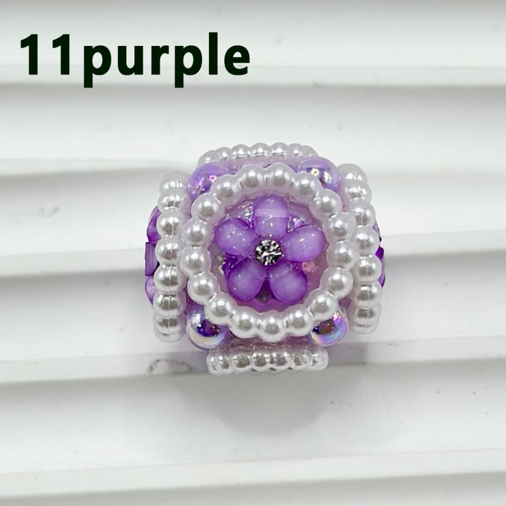 Cute Flowers Clear Rhinestone Inside Bling Bling MiniWhite Pearls Ring Loop Round Acrylic Beads, 20MM