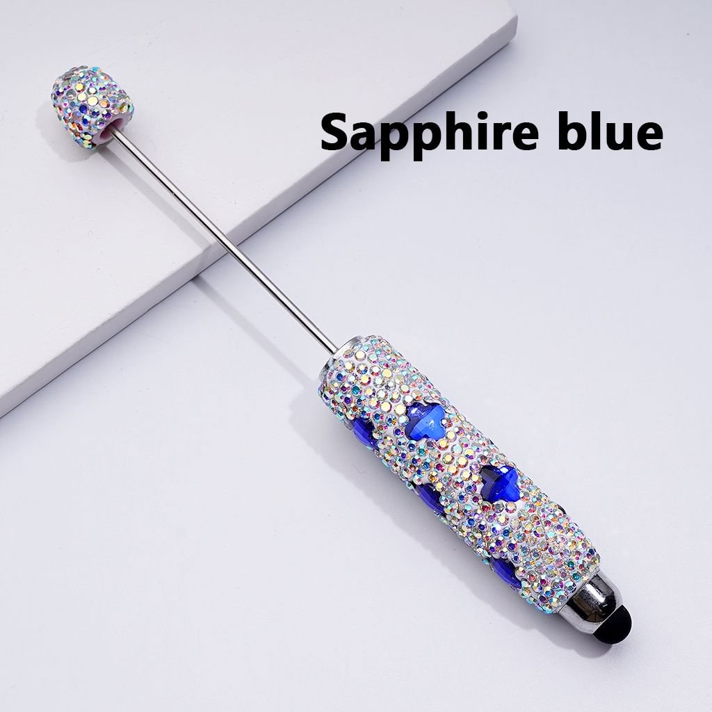 Beadable Clay Stylus Pens Adorned with Vibrant Four-Petal Flowers & Dazzling AB Rhinestones