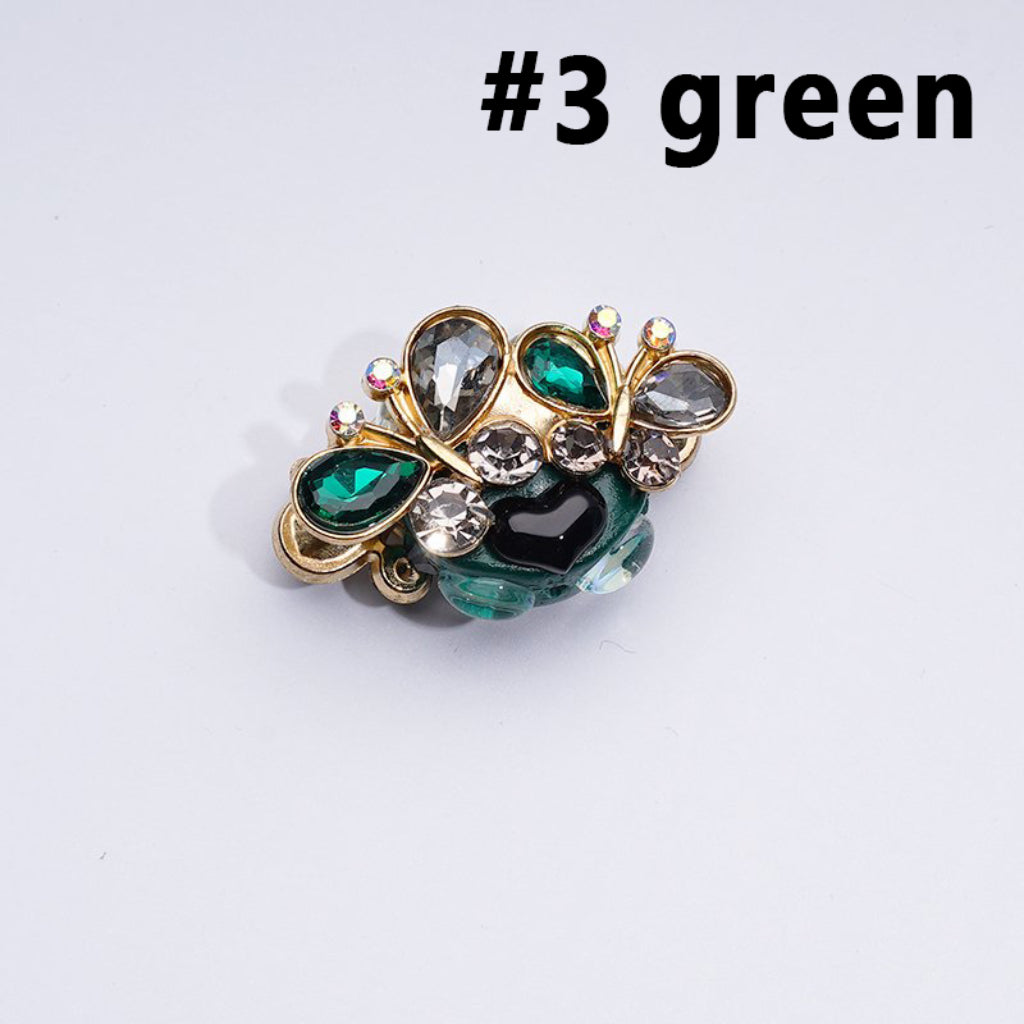 Delicate Fancy Gold Alloy Butterflies with Colorful Shiny Rhinestones Hearts Clay Beads, Around 38*25MM