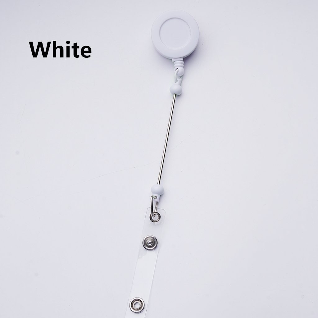 Retractable Back Badge Holder Reels Creative Beaded with Rotating Crocodile Clip & Keychain Bar