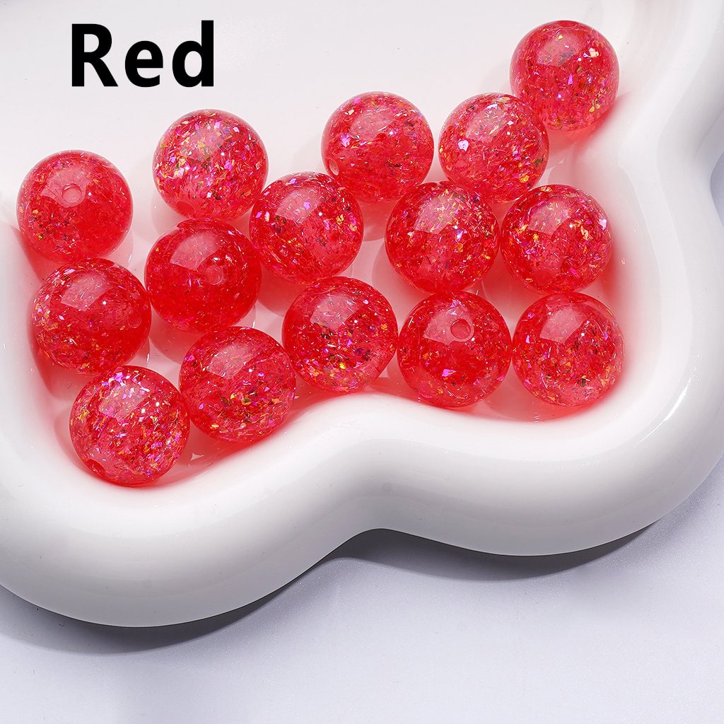 Sparkling Multi-Color Acrylic Beads with Mini Flakes & Crystal Clarity, 16MM