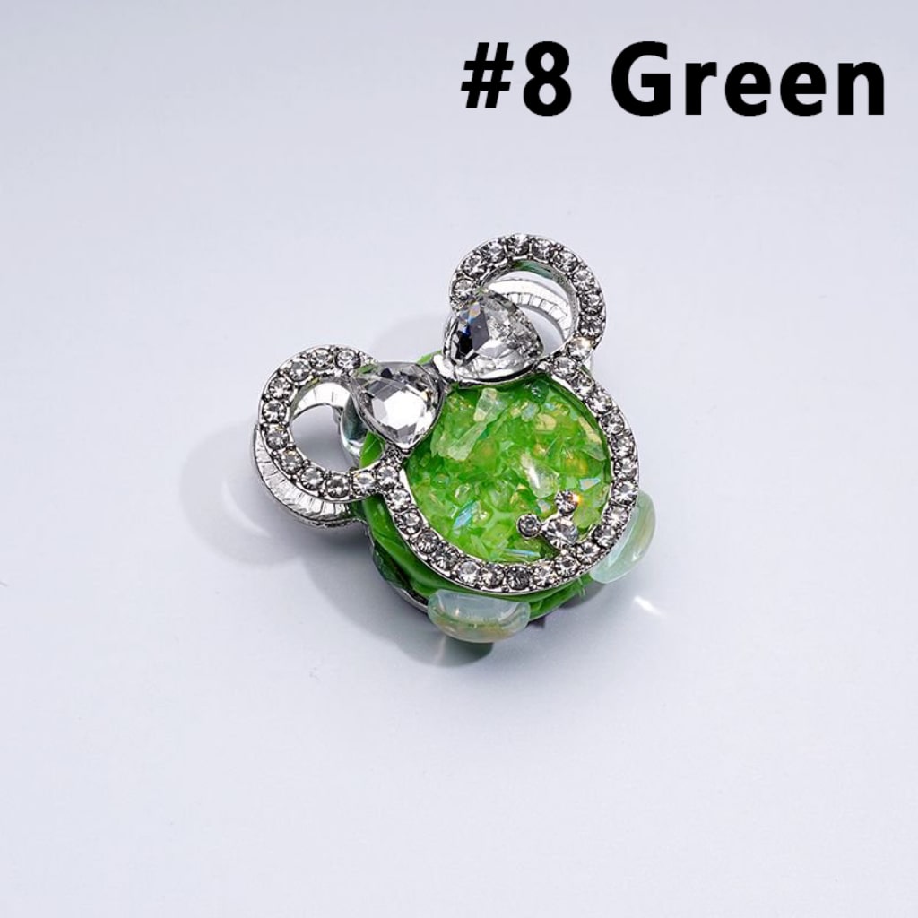 Fancy Bling Bling Silver Alloy Mouse Head Bow with Clear & Colorful Rhinestones Clay Beads, Around 30*27MM