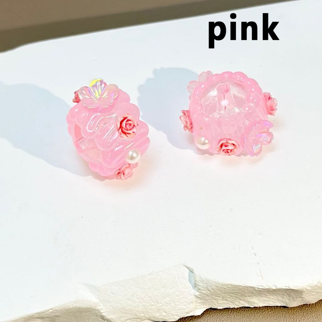 Luminous Mini Flowers Colorful White Pearls Clear Rhinestones Round Acrylic Beads, Around 18MM