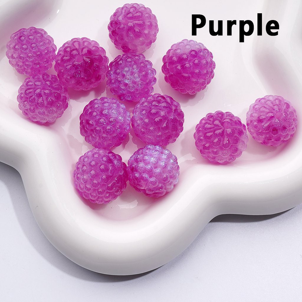 Vibrant Multi-Color Glitter Waxberry Resin Acrylic Beads with a Lustrous Shine, Around 18MM