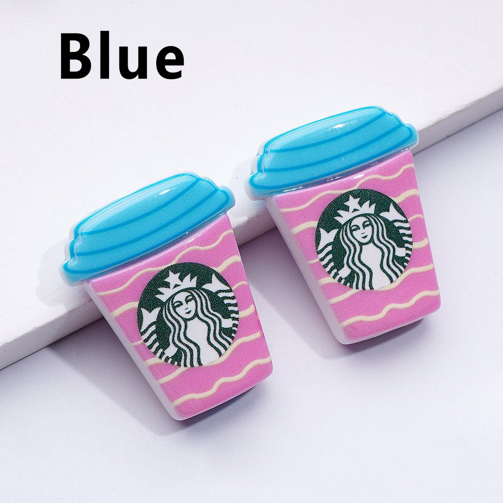 Coffee-Inspired Coffee Cup Design 30*26MM Colorful Acrylic Beads