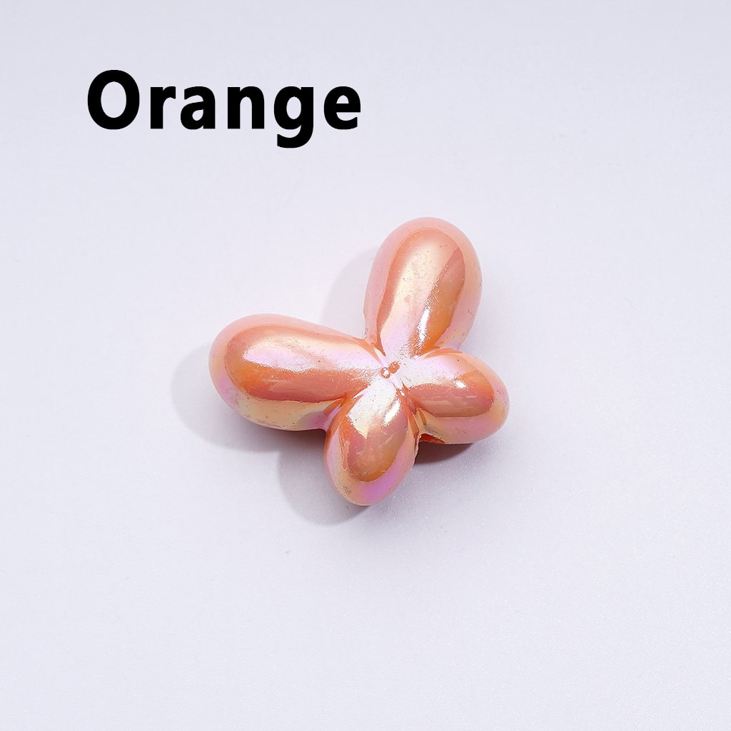 Luminous UV Coating Acrylic Beads with Shiny Butterfly and Bowknot Design, 25x19MM