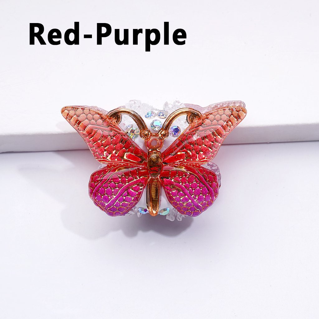 Vivid Butterfly Clay Beads with Gold Stripes, AB Crystals, Mini Floral Accents & Clear Flowers, Approx. 38x23MM