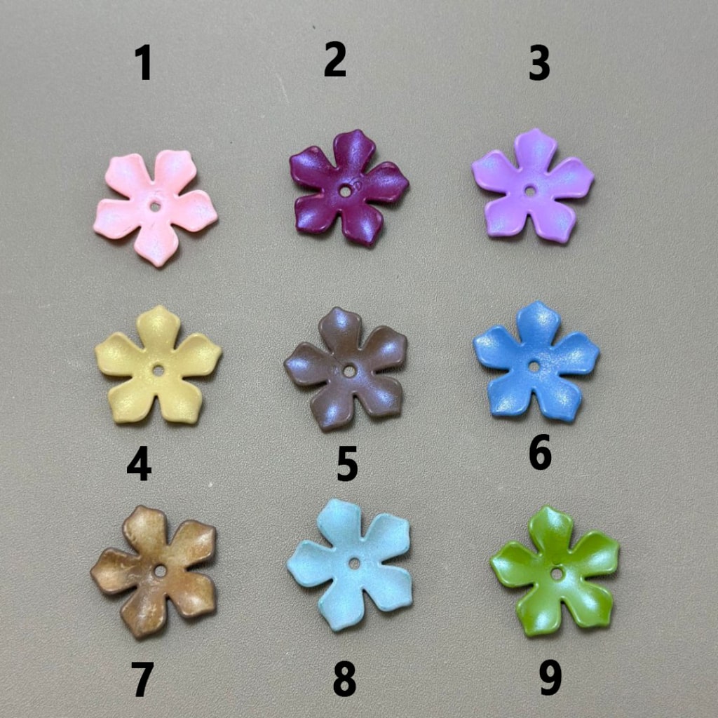 Shiny Five-Petal Colorful Flower Acrylic Beads, Around 27MM, Please Read the Description