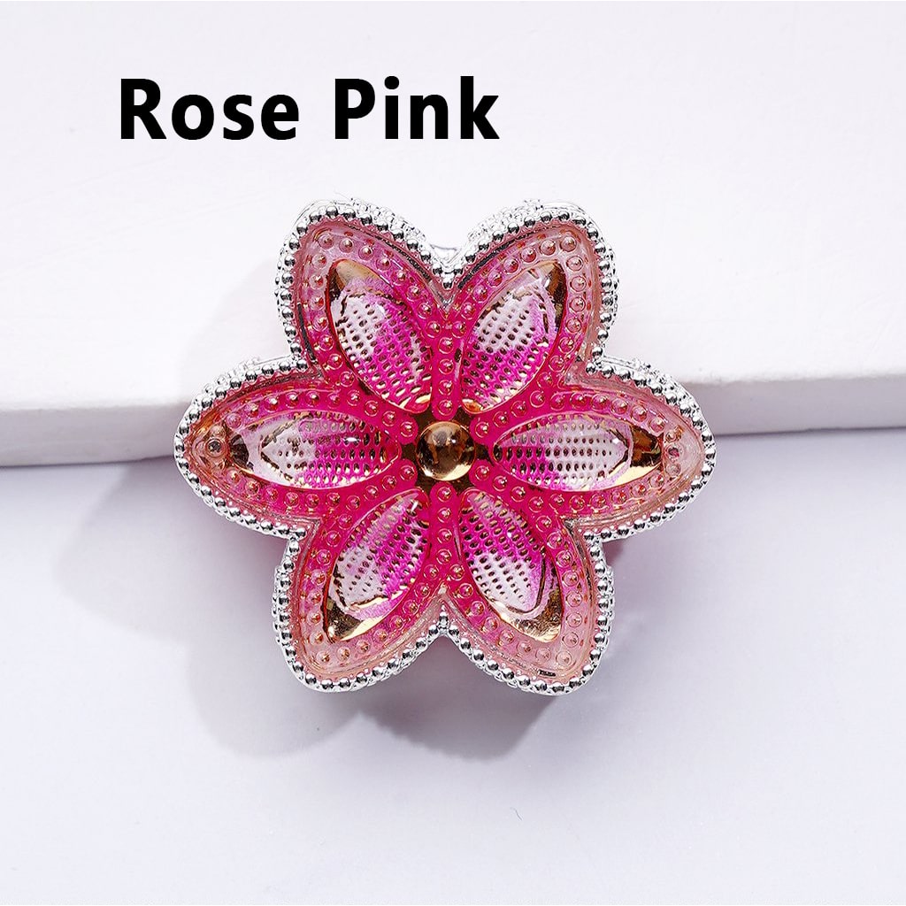 Sparkling Silver Hexapetalous Alloy Flower Beads with Vibrant Rhinestones – Approx. 32MM