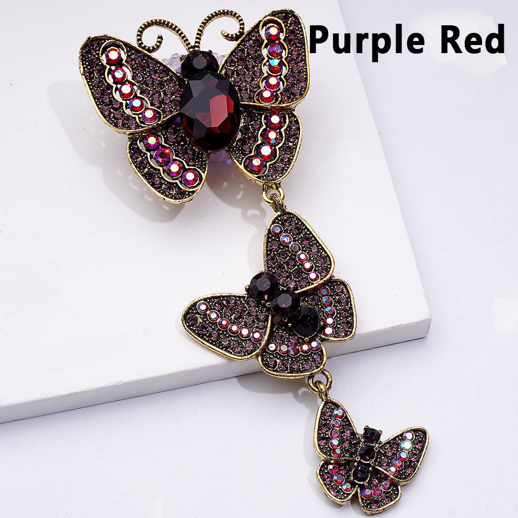 Copper Alloy Butterfly Pendants Fancy Exquisite with Shiny Rhinestones Glitter Flowers and Clay Beads Around 50*43MM