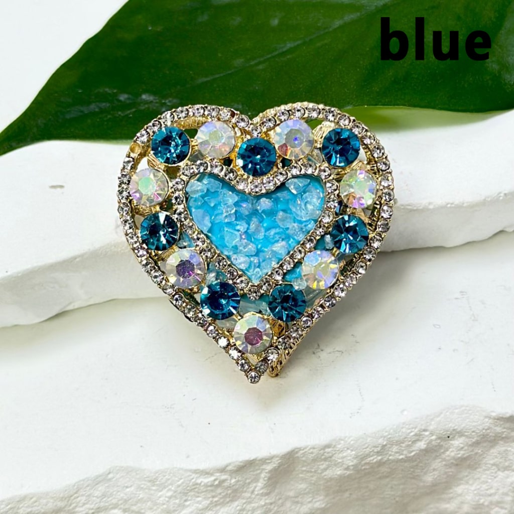 Gold Alloy Heart with Bling Bling Colorful Rhinestones, Small Stones, Oval Pearls, and Clay Beads Around 36*36MM