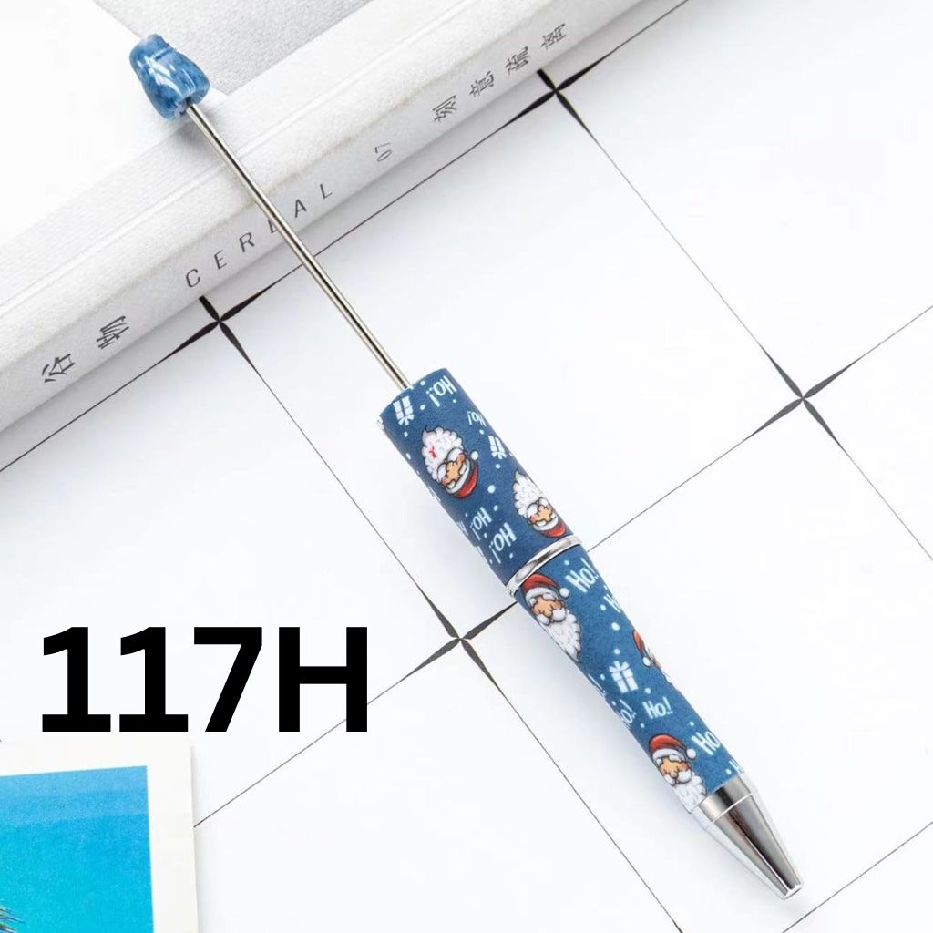 Santa with Dark Blue Print Printed Beadable Pens Number 117H