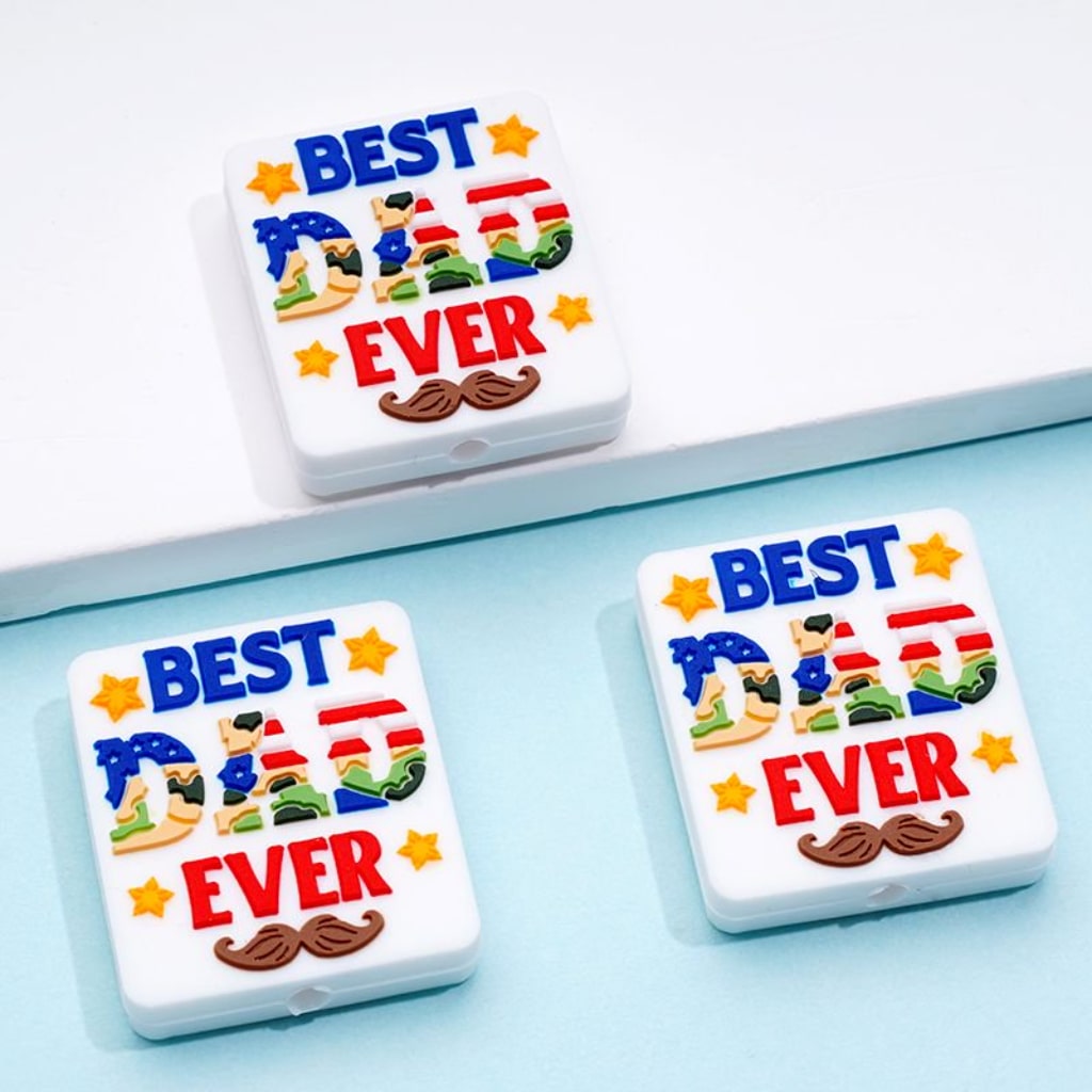Father's Day Best Dad Ever Silicone Focal Beads