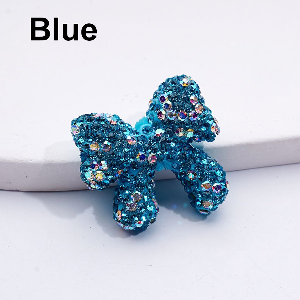 Colorful Bowknot Clay Beads with AB Rhinestones Adorable Multi-Color, 24*26MM, Random Mix