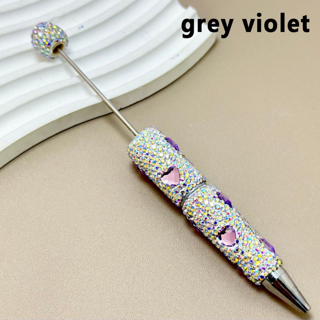 Colorful Heart Rhinestones and Mini AB Rhinestones Beadable Clay Pens Covering the Entire Pen"