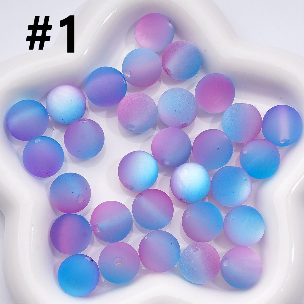 Dual-Tone Cat Eye Acrylic Beads – Frosted Round Design, 16MM