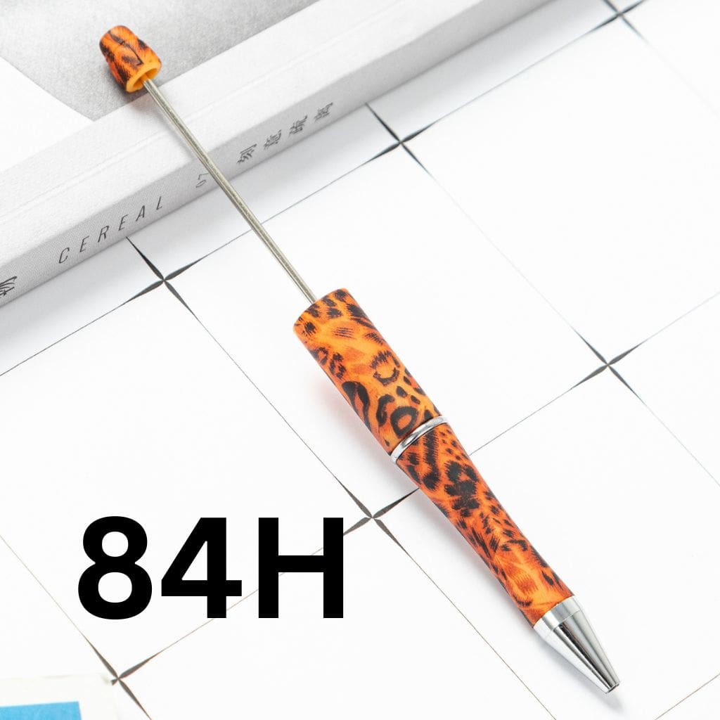 Orange and Black Cheetah Cow Printed Beadable Pens Number 84H