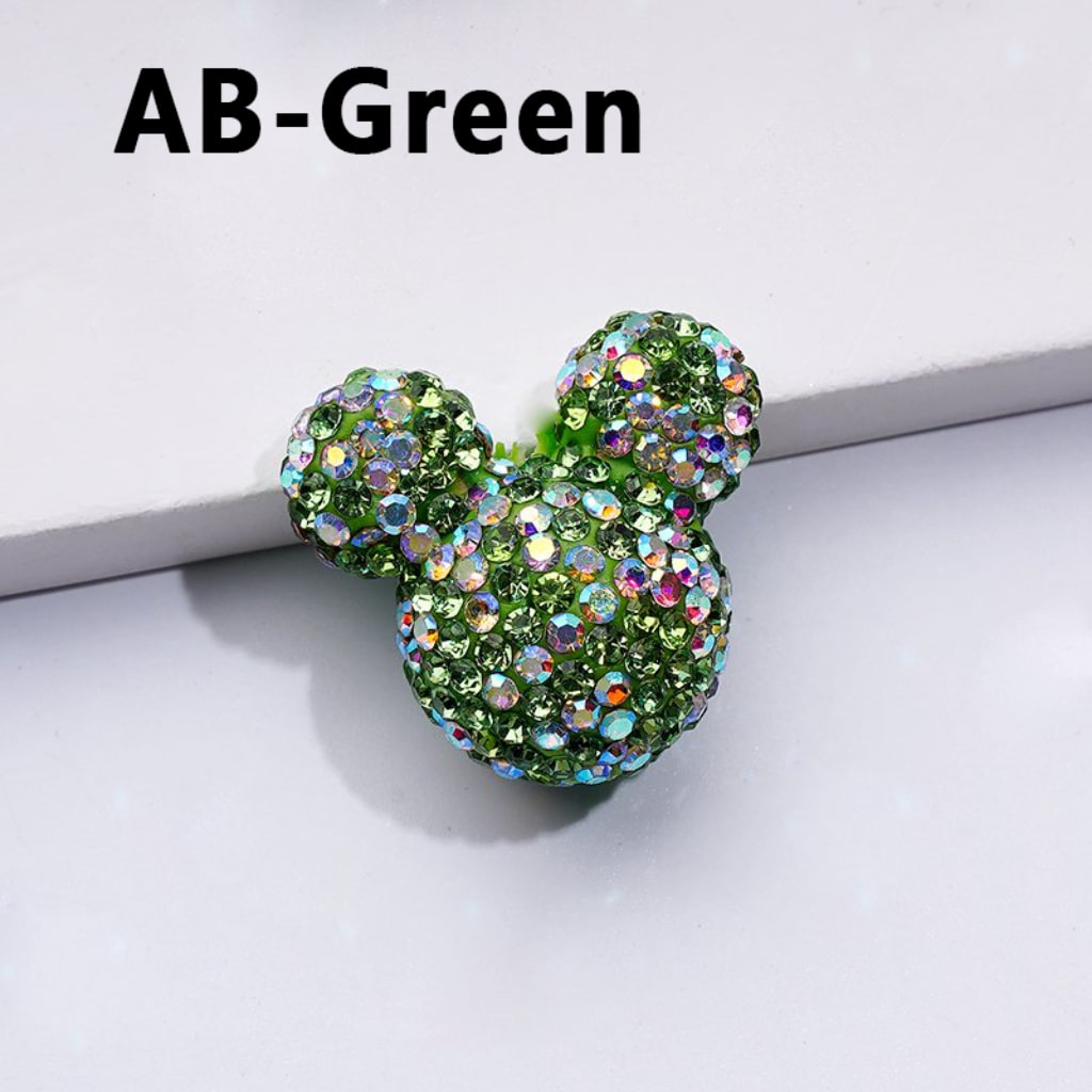 Vivid Cute Mickey Minnie Mouse Head Clay Beads with Multi-Color and AB Rhinestones, Approx. 22x24x17MM