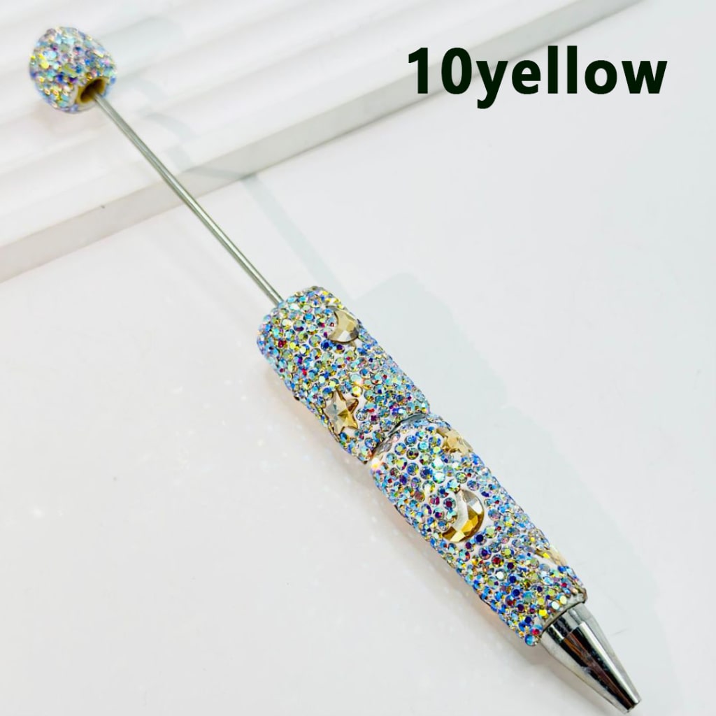 AB Color & Colorful Star with Moon Rhinestones Beadable Clay Pens, Covered the Entire Pen