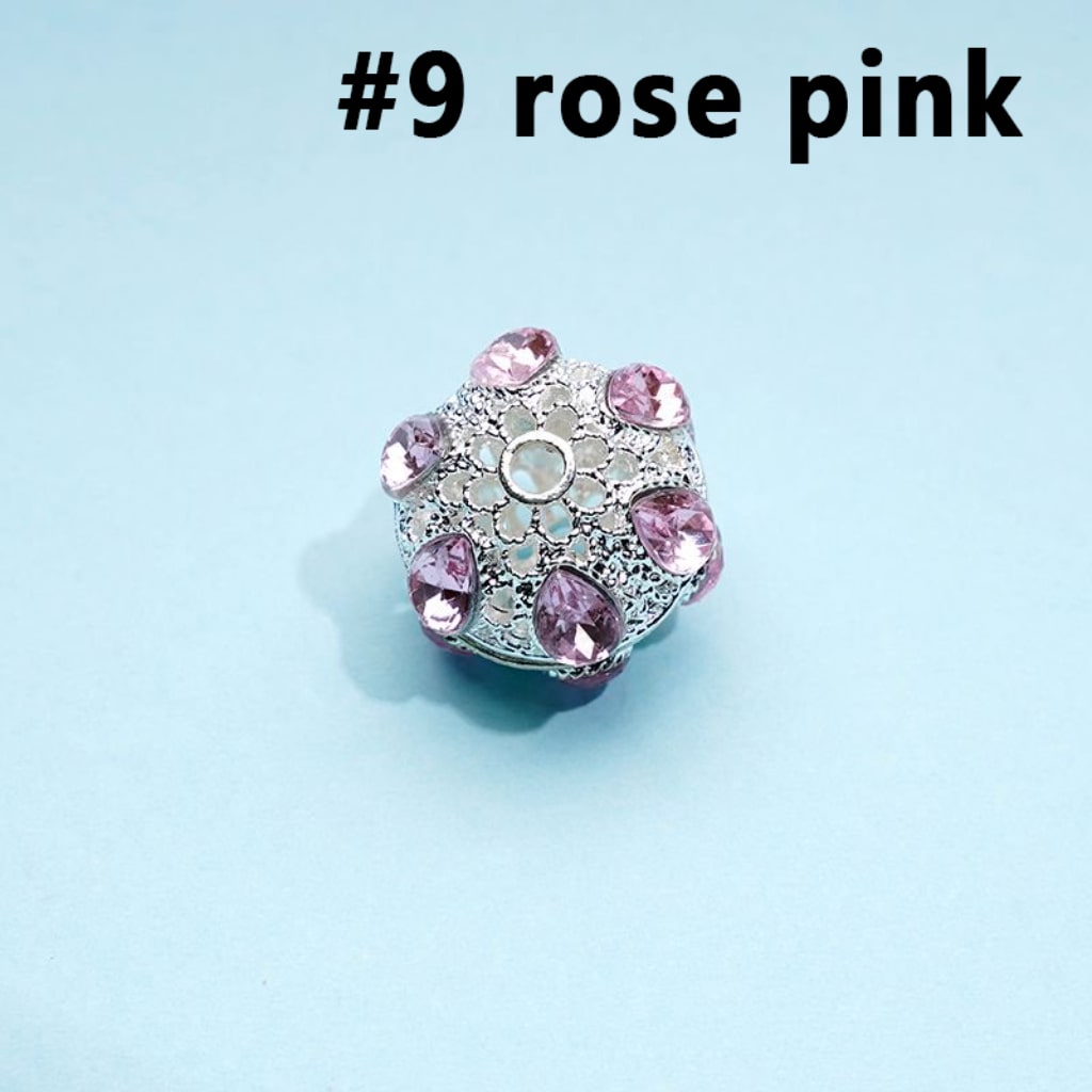 Hollow Ball Exquisite Silver Alloy with Colorful Rhinestones Beads, Around 16MM