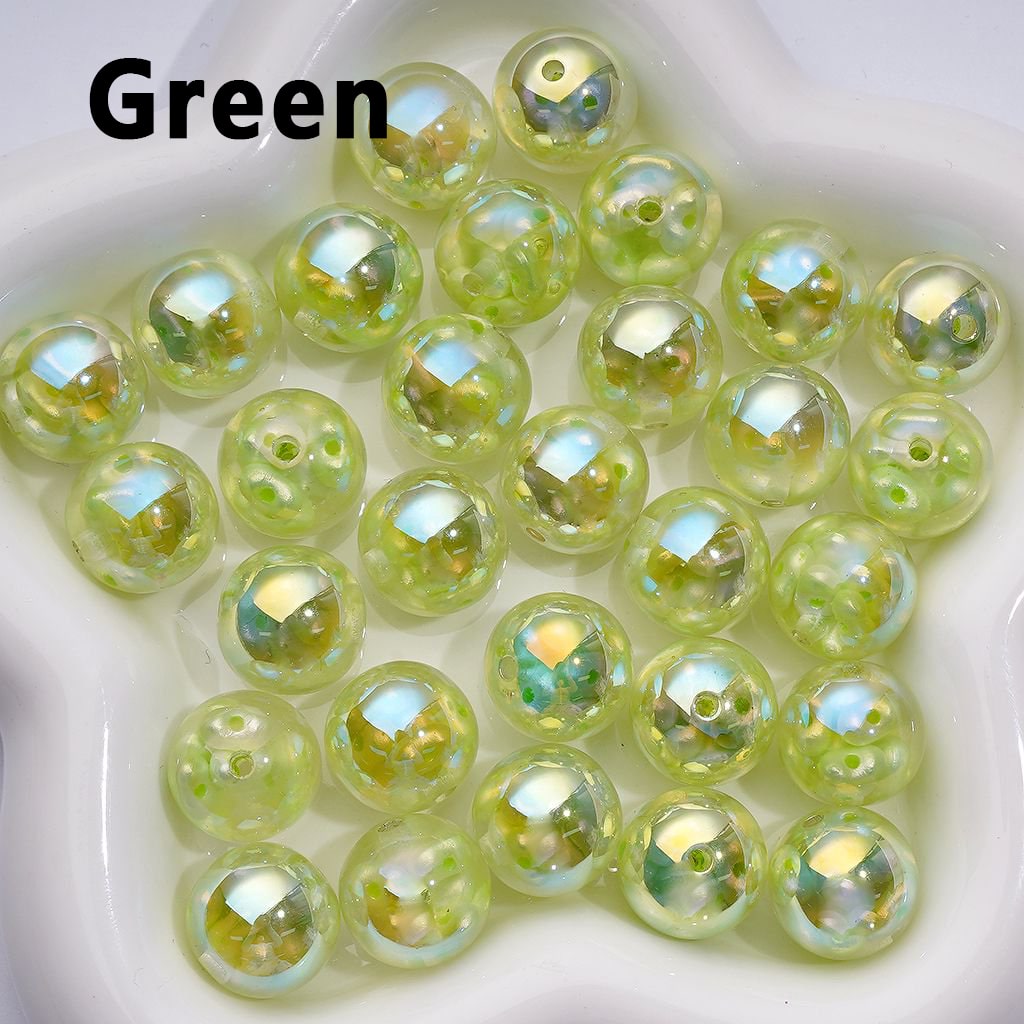 16MM Clear Glossy Resin Beads with UV Coating, Colorful Peanut Beads Encased Inside
