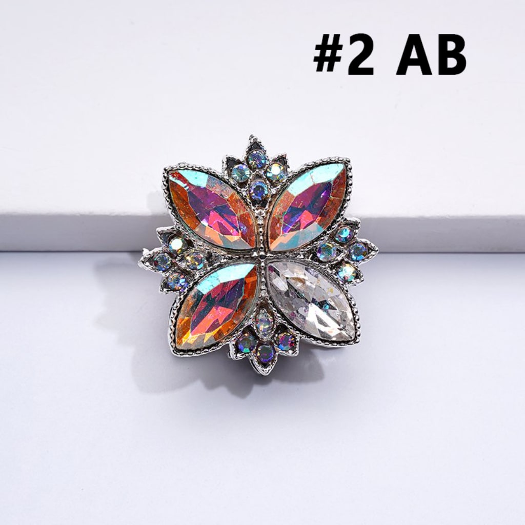 Fancy Bling Bling Silver Alloy Four Leaf Clover with Colorful & AB Rhinestones Beads, Around 26*26MM