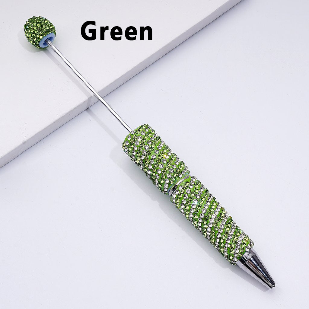 Clay Beadable Pens – Covered in Dual-Color Rhinestones with Oblique Striola Stripes