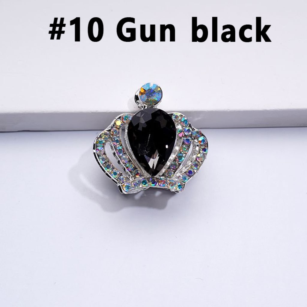 Alloy Bling Bling Silver Crown with Mini AB Rhinestones Colorful Water Drops Beads, Around 24*23MM