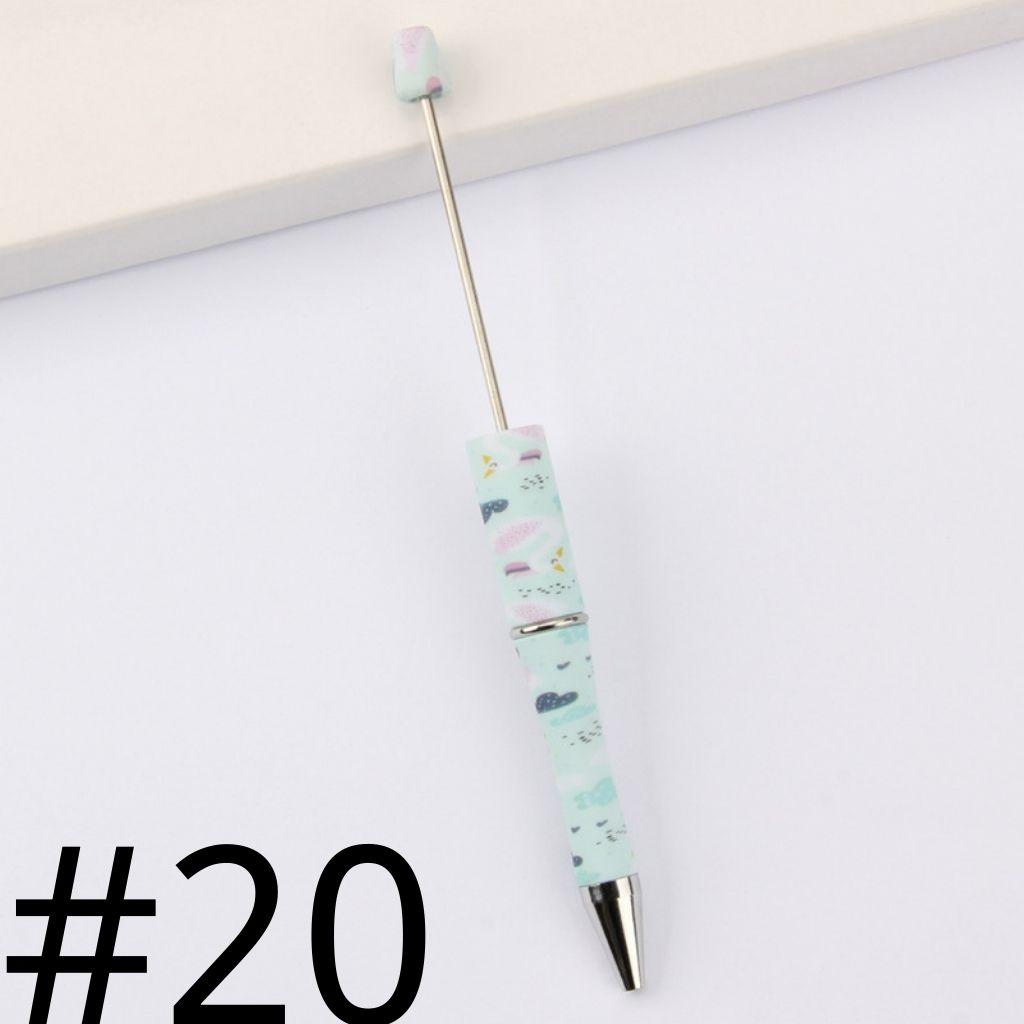 Teal Light Blue Printed Beadable Pens Number 20